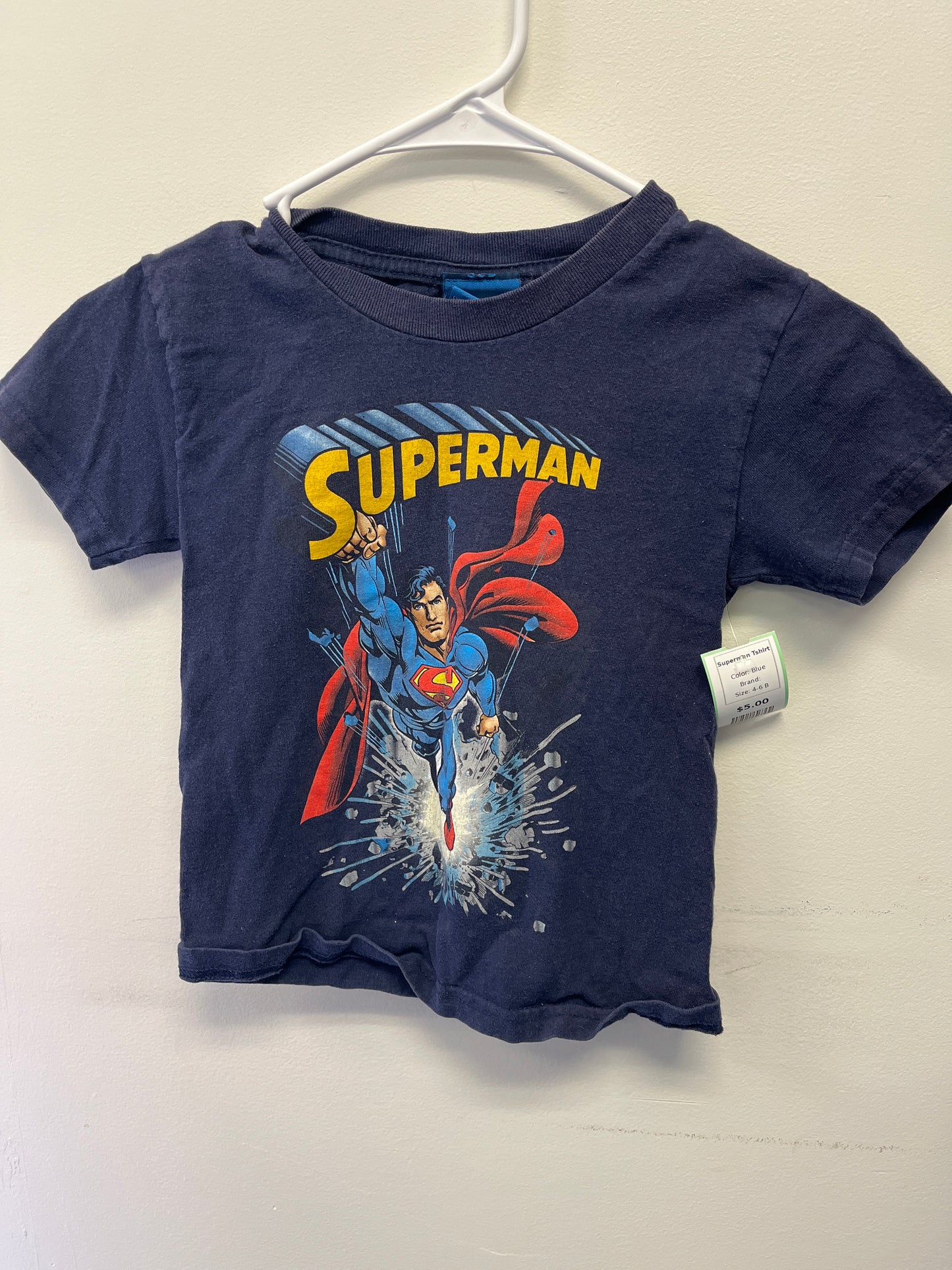 Blue Superman Tshirt, 4-6 B