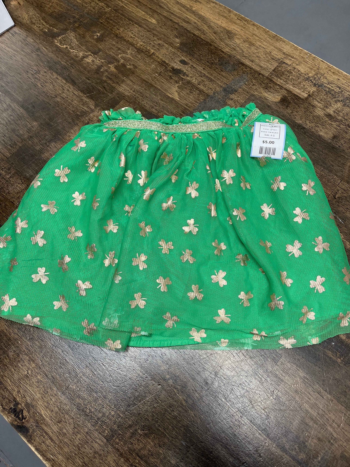 green Cat & Jack Shamrock Skirt, 4 G