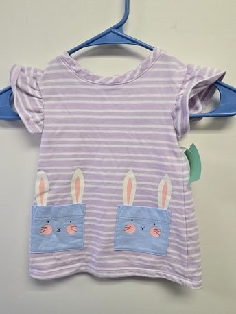 Purple/White Striped Bunny Cat & Jack Dress, 12M G