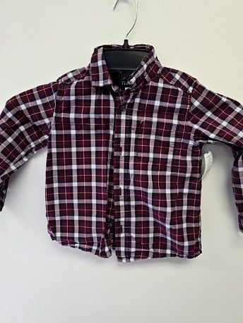 Burgandy/Navy/White Childrens Place Longsleeve Button Up, 5T B