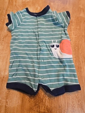 Green stripe Carters Snail one piece, NB B
