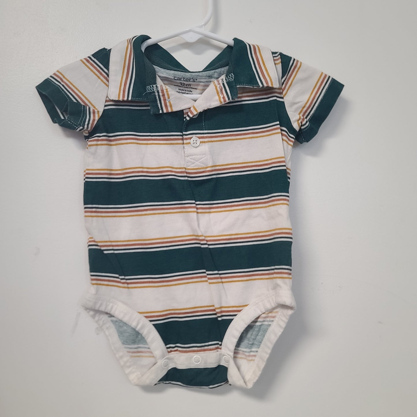 Green and white Carters Onesie, 12M B