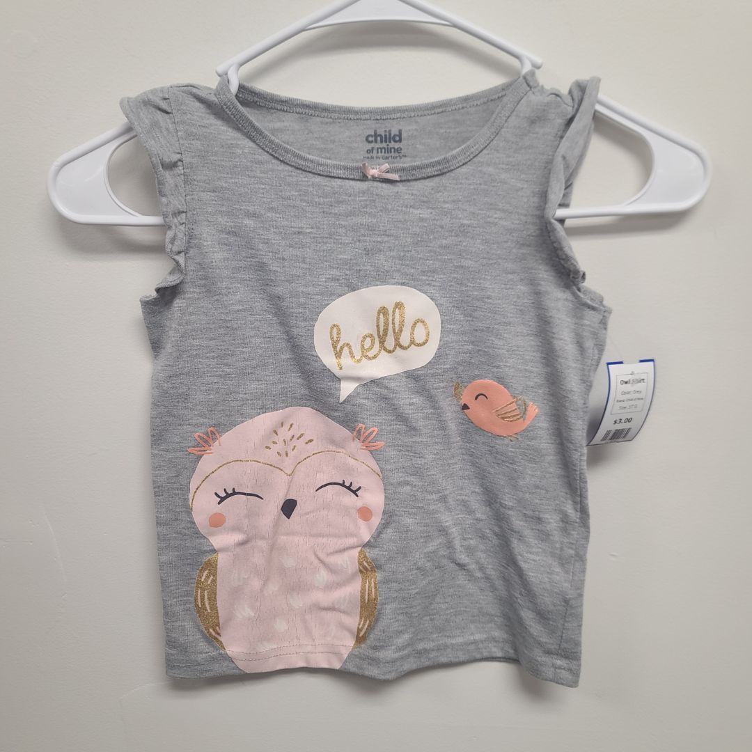 Grey Child of Mine Owl Shirt, 5T G