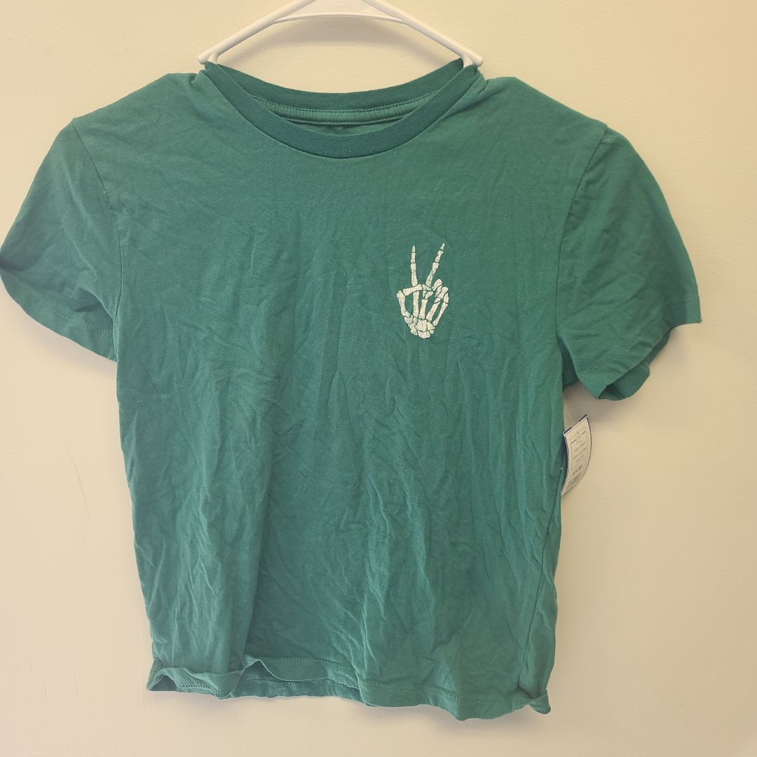 Green Art Class Skeleton Hand Tshirt, 8 B