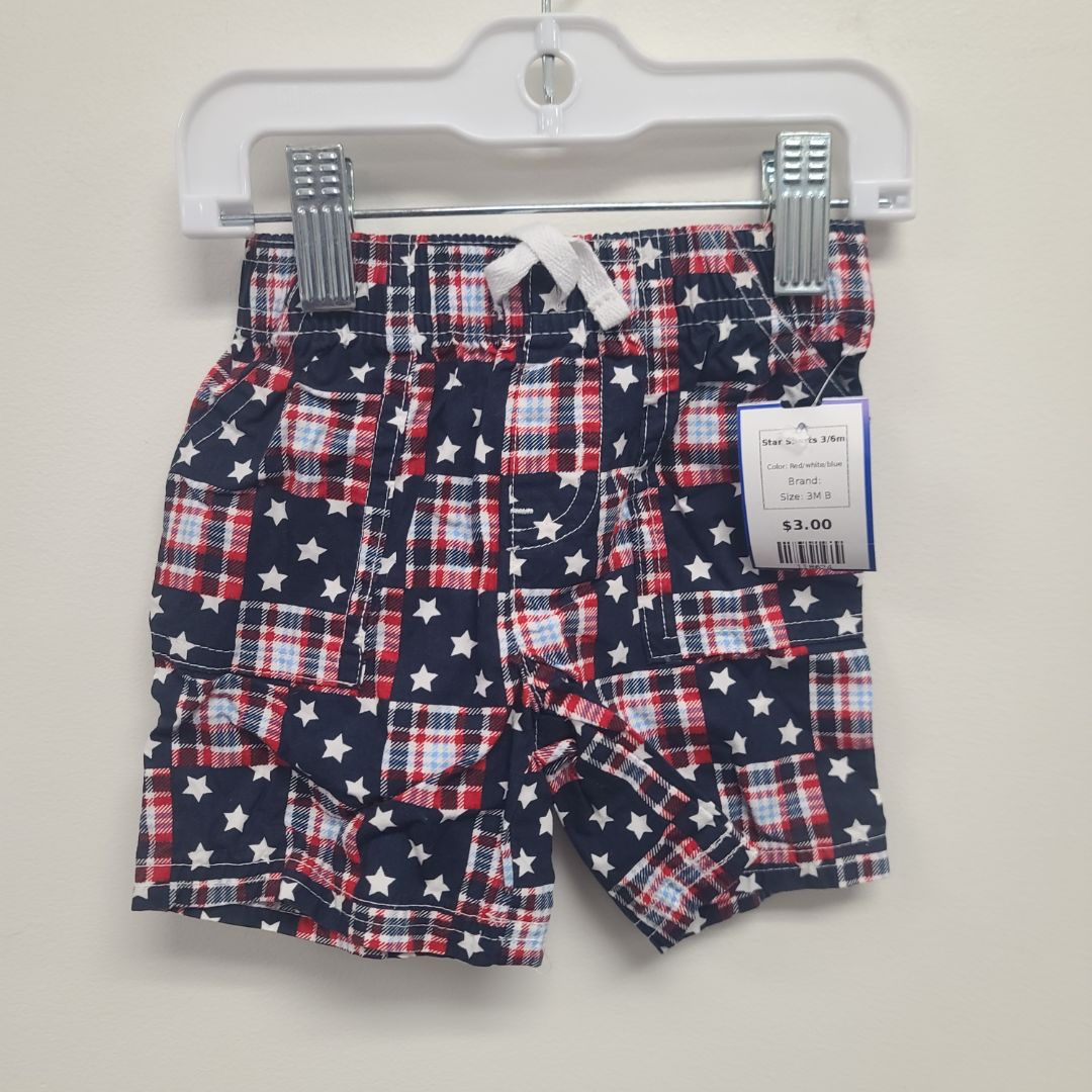 Red/white/blue Star Shorts 3/6m, 3M B