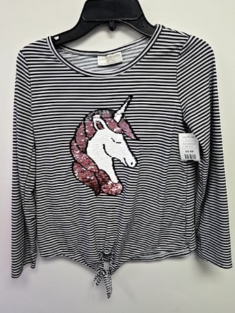 Black/White Sequin Unicorn Bobbie Brooks Longsleeve Shirt, 10 G