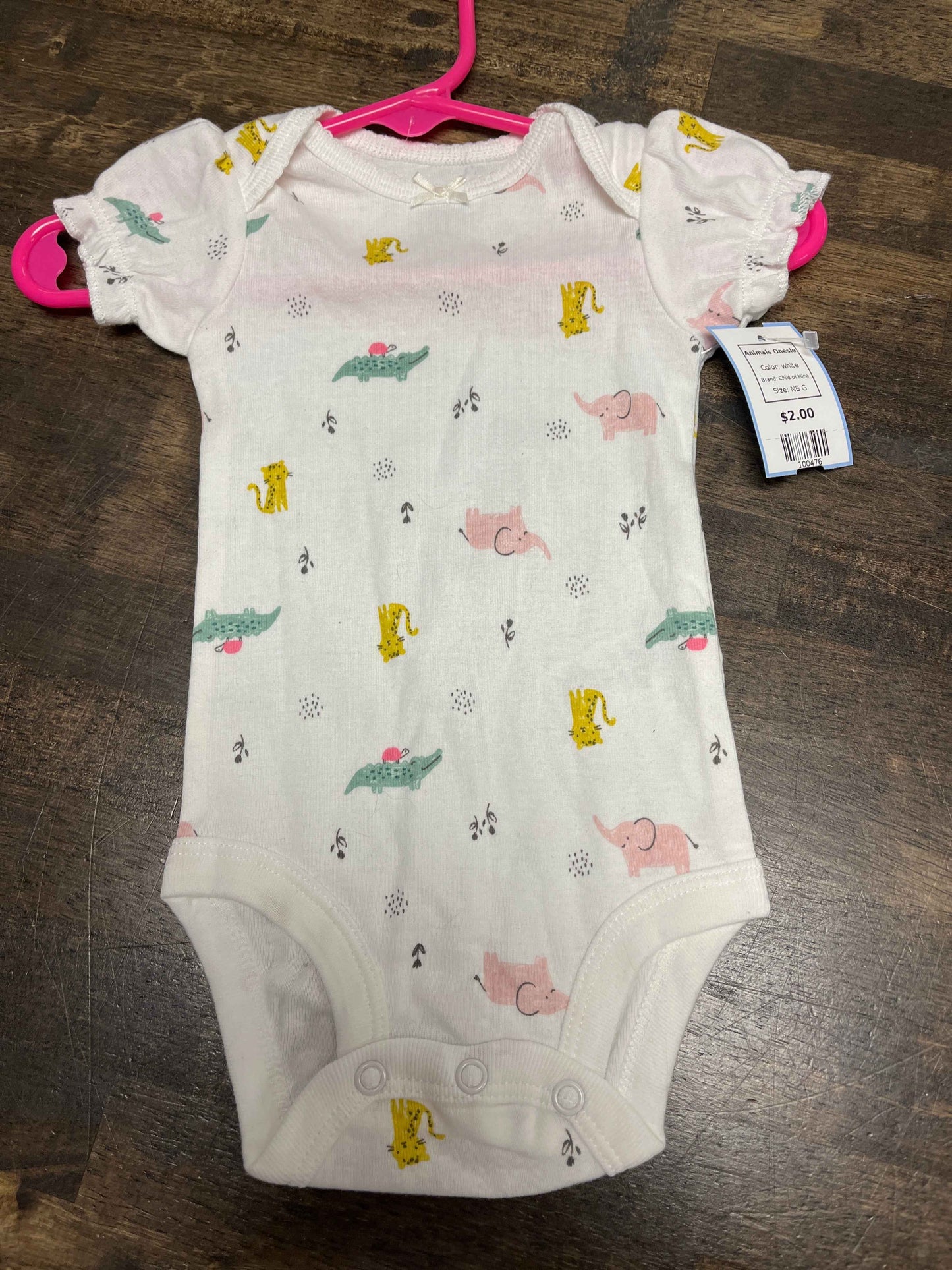 white Child of Mine Animals Onesie, NB G