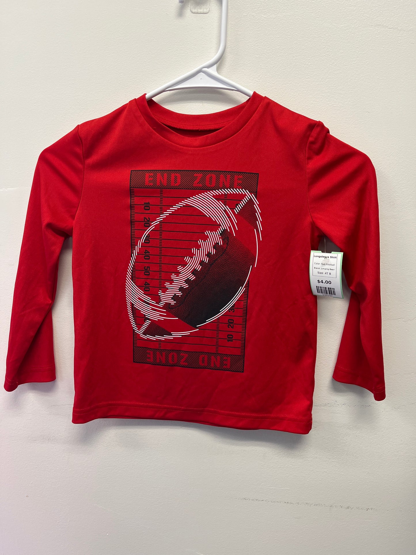 Red Football Jumping Bean Longsleeve Shirt, 4T B
