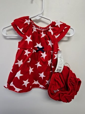 Red/White Star Carters Dress, NB G