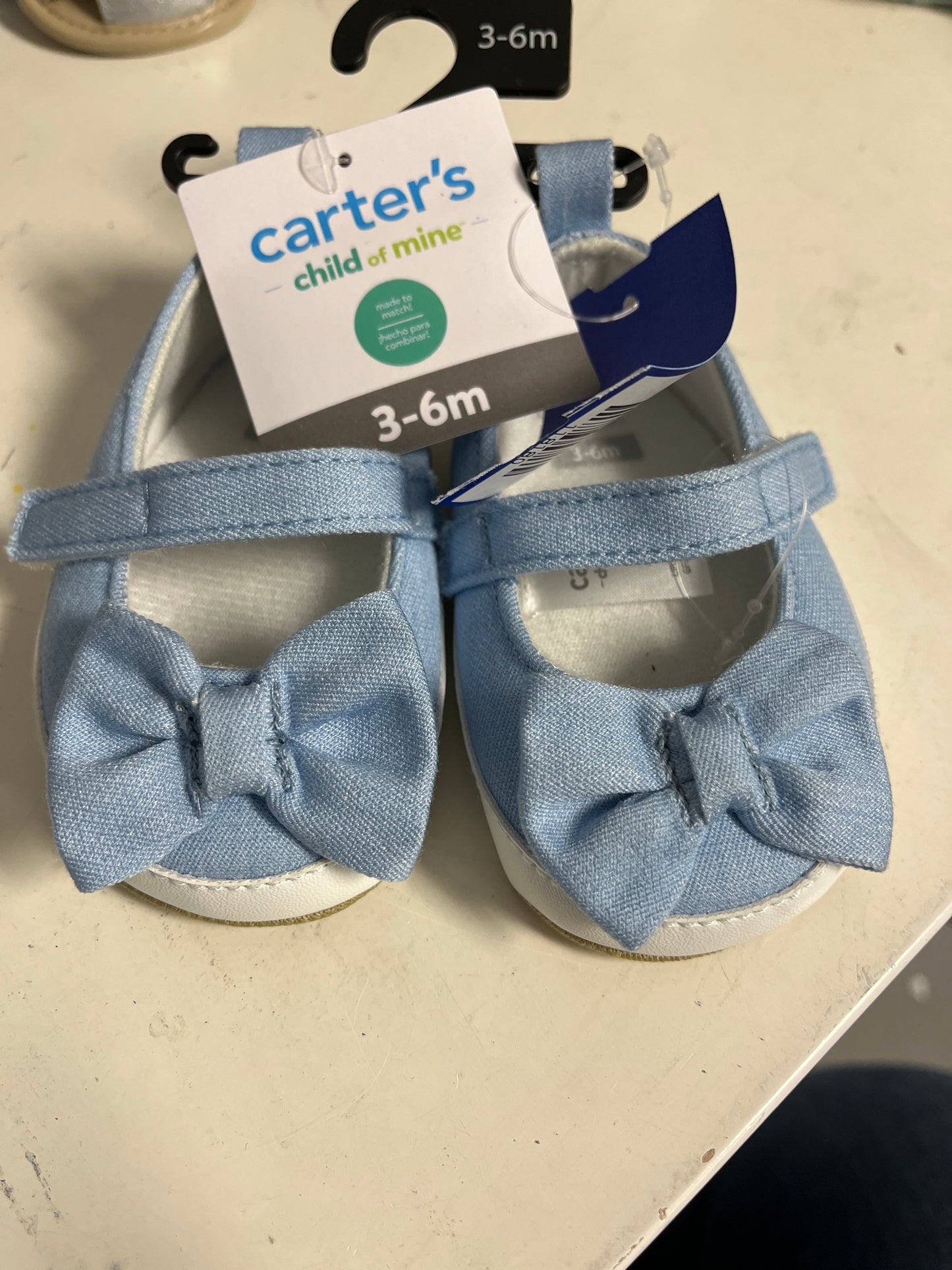blue Carters Bowed Crib Shoes 3-6m, 3M G