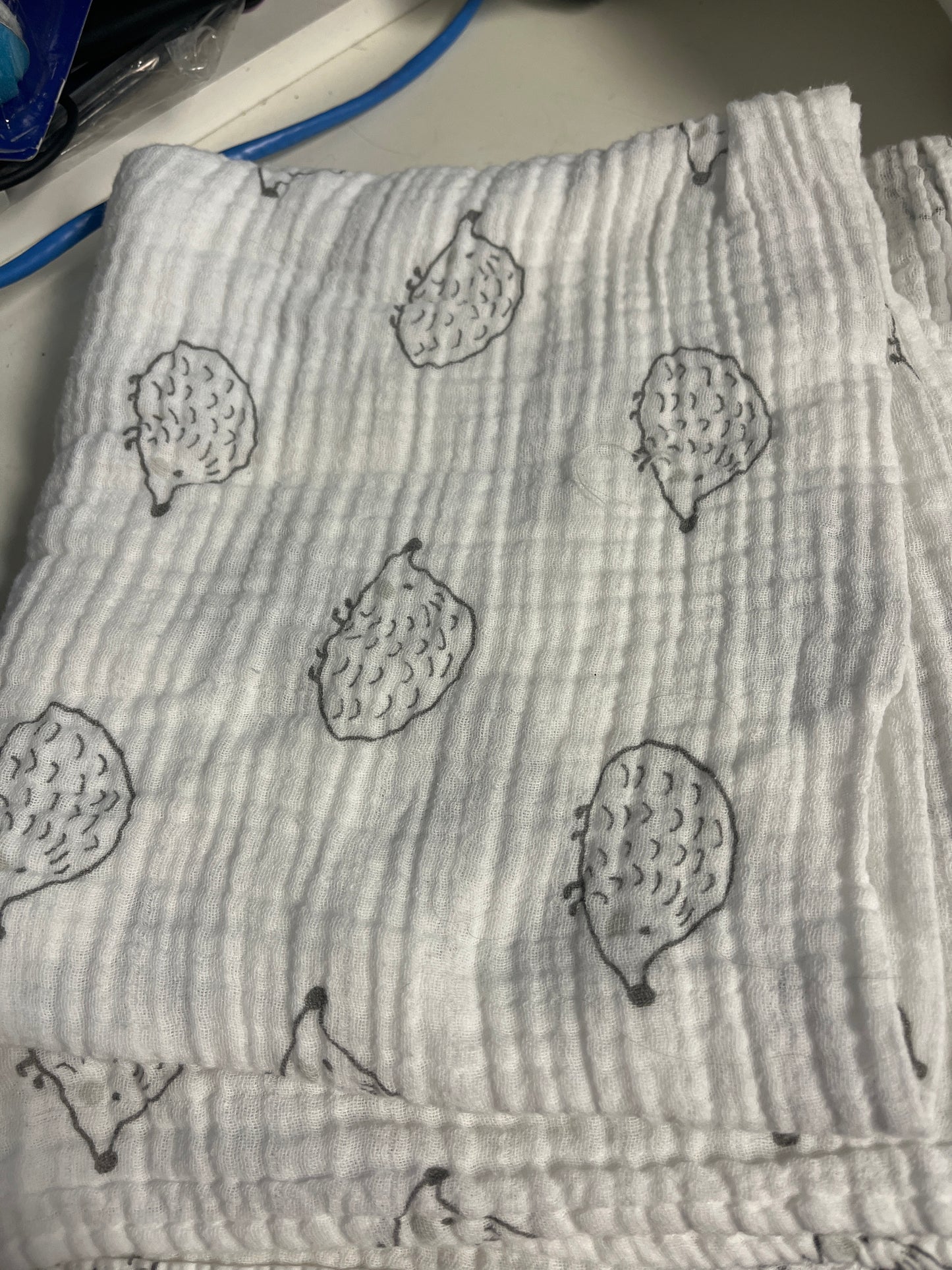 White/Grey Hedgehog Swaddle Designs Blanket