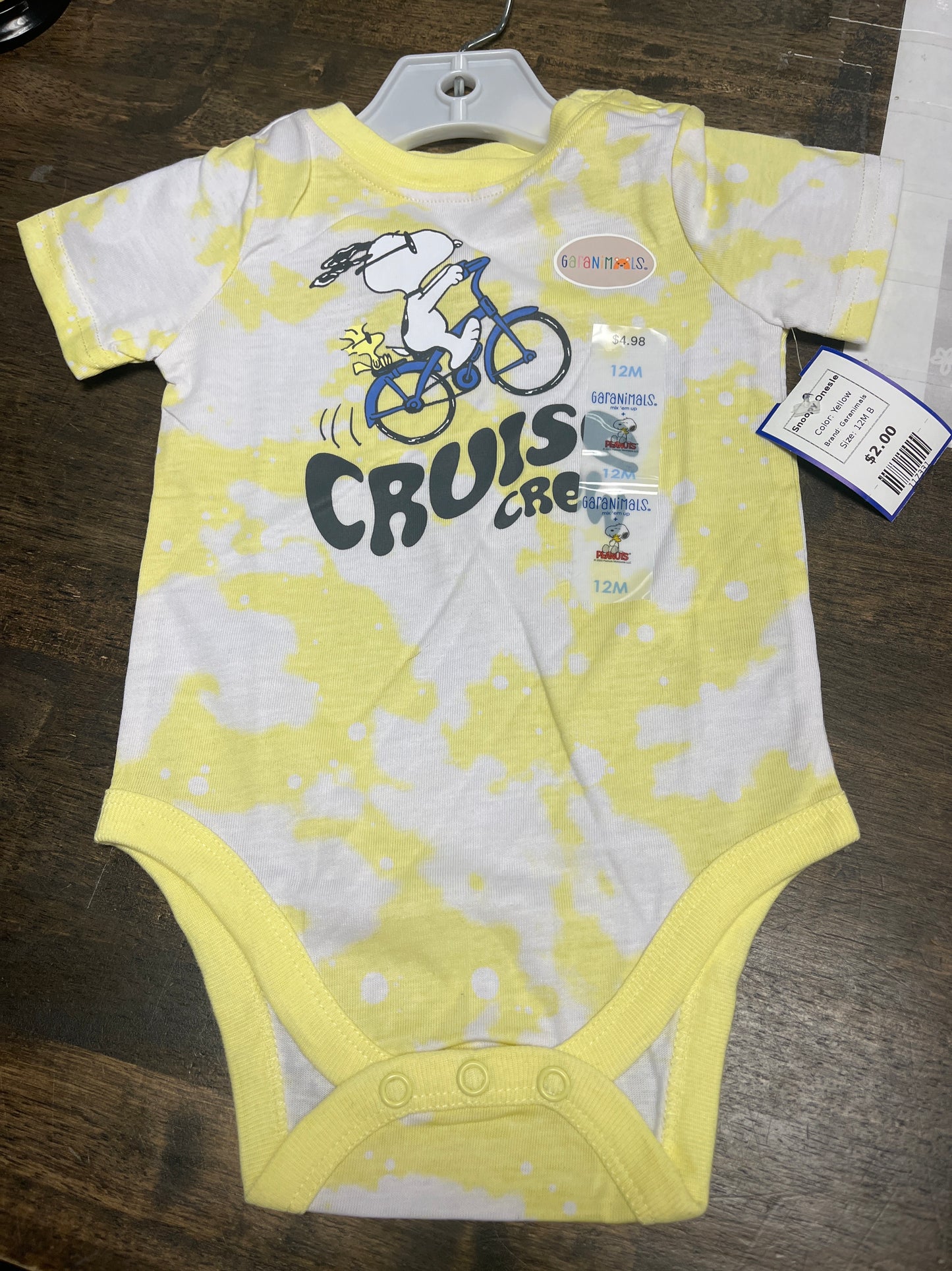 Yellow Garanimals Snoopy Onesie, 12M B