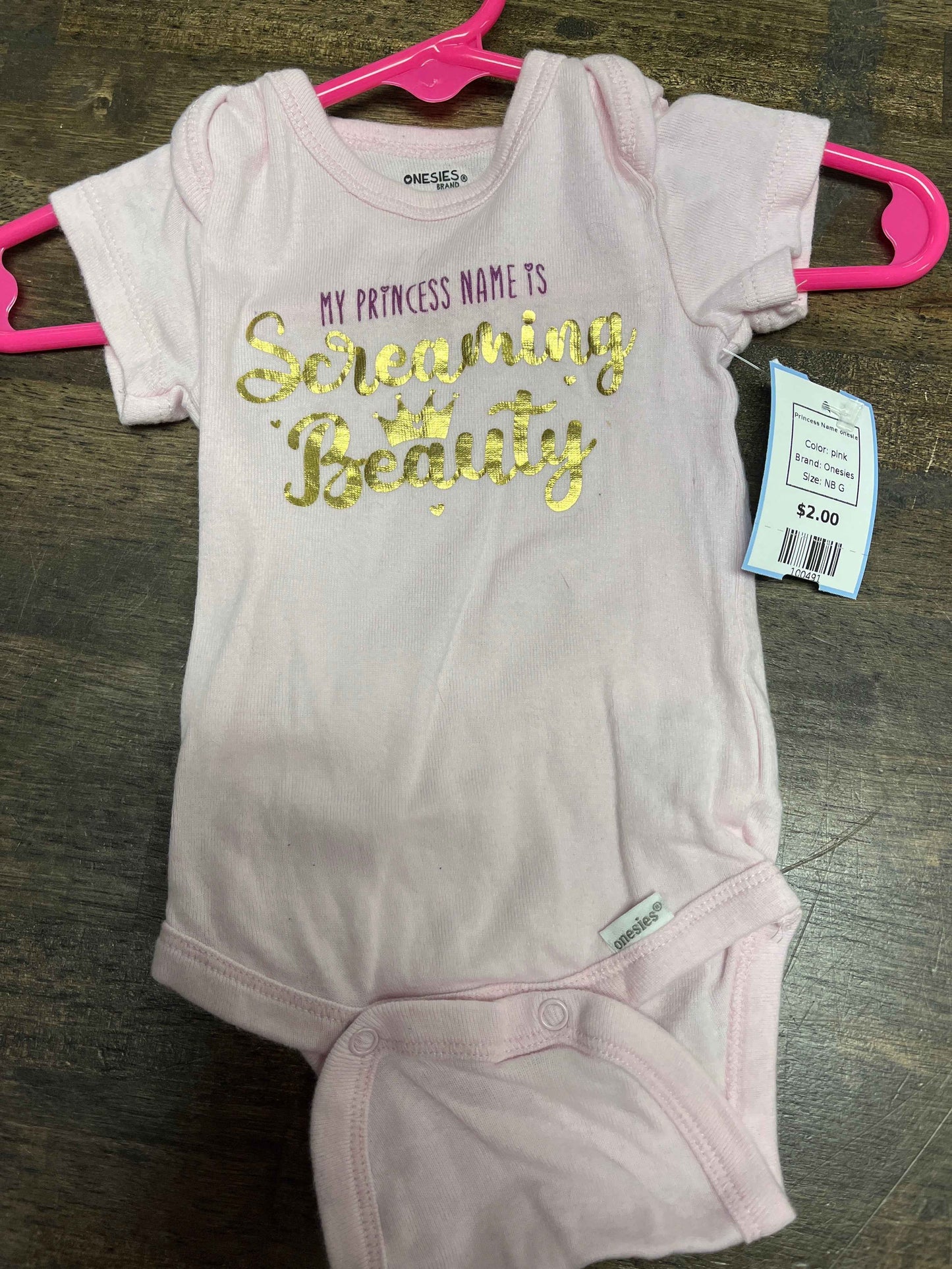 pink Onesies Princess Name onesie, NB G
