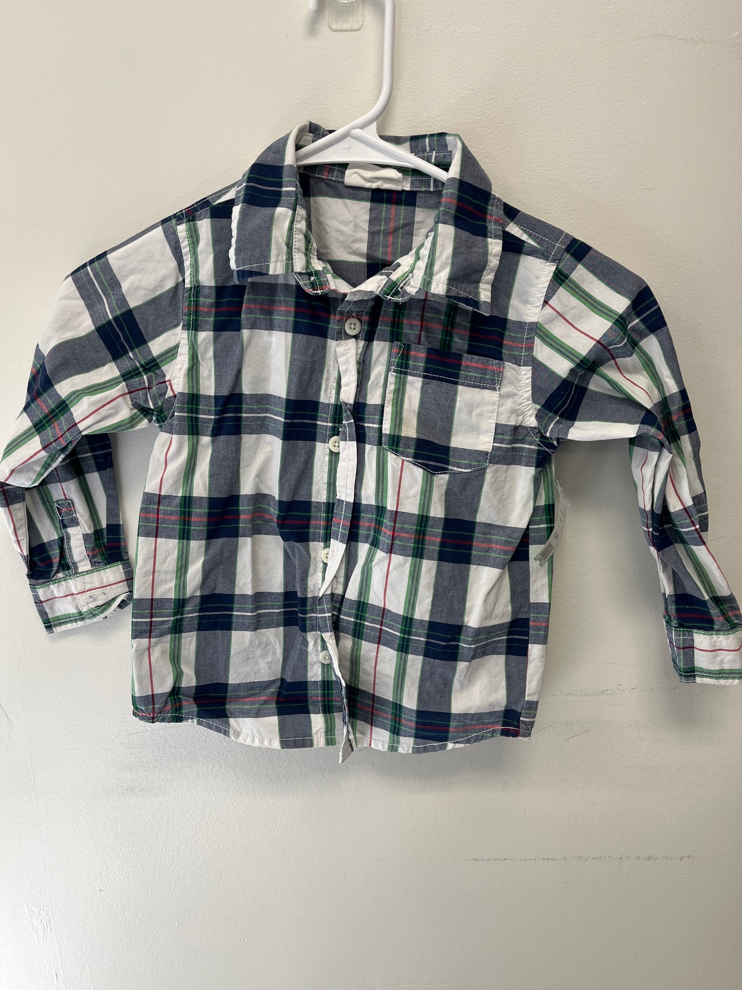 Blue/White/Green Plaid Crazy 8 Longsleeve Button Up, 3T B