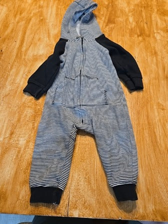 Black/white stripe Carters Hooded one piece, 12M B