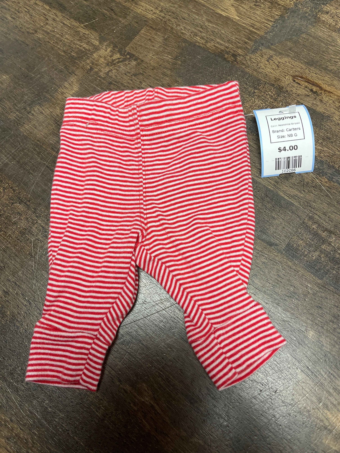 Red/White Striped Carters Leggings, NB G