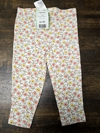 White/Pink/Yellow Flower Carters Leggings, 6M G