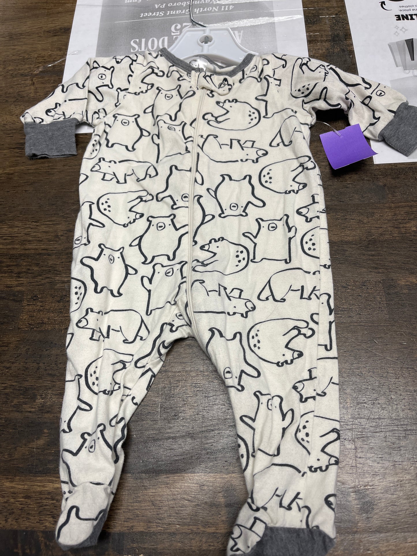 White/Grey Bear Gerber Sleeper, NB B