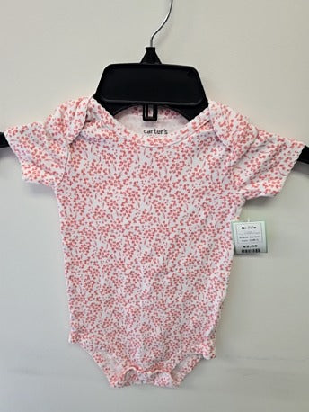 White/Pink Flowers Carters Onesie, 18M G