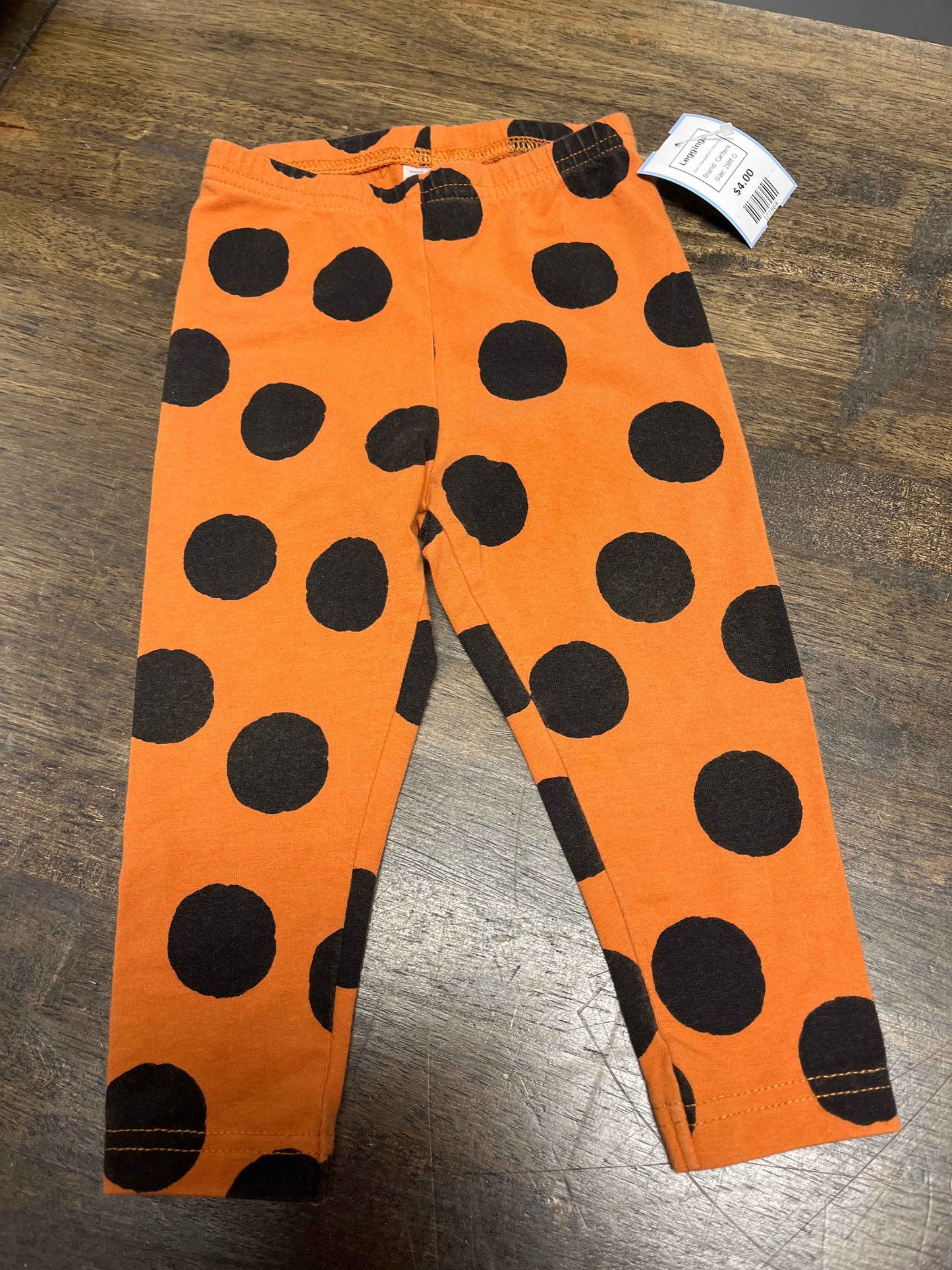 Orange/Black Polka Dot Carters Leggings, 18M G