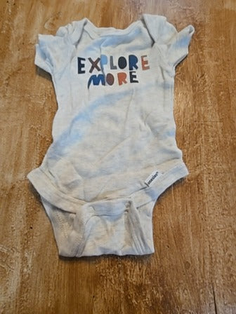 Tan Gerber Explore more onesie, NB B