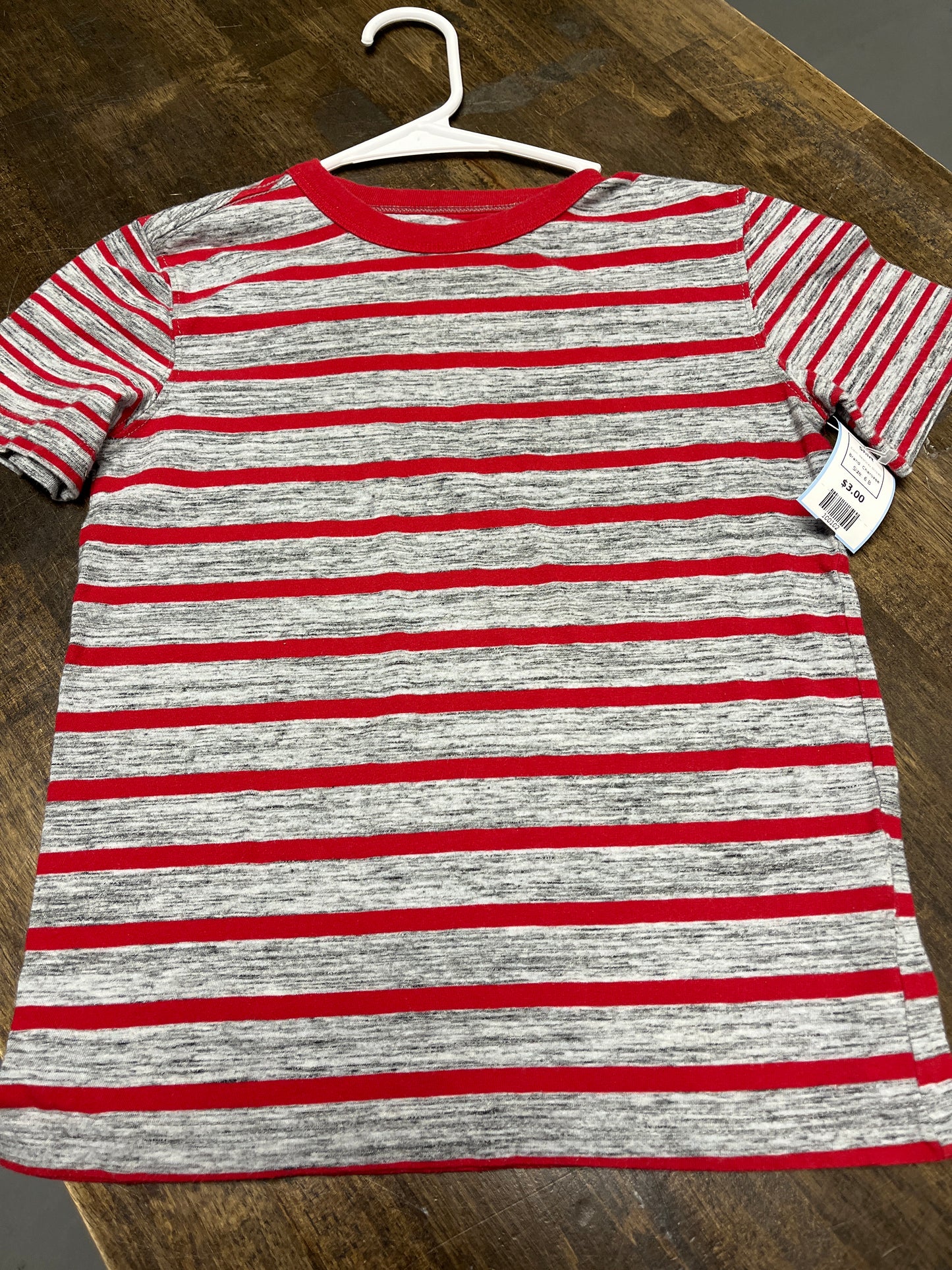 Red/Grey Striped Cherokee Shirt, 6 B