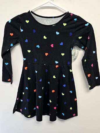 Black/Colorful Hearts Childrens Place Dress, 5T G