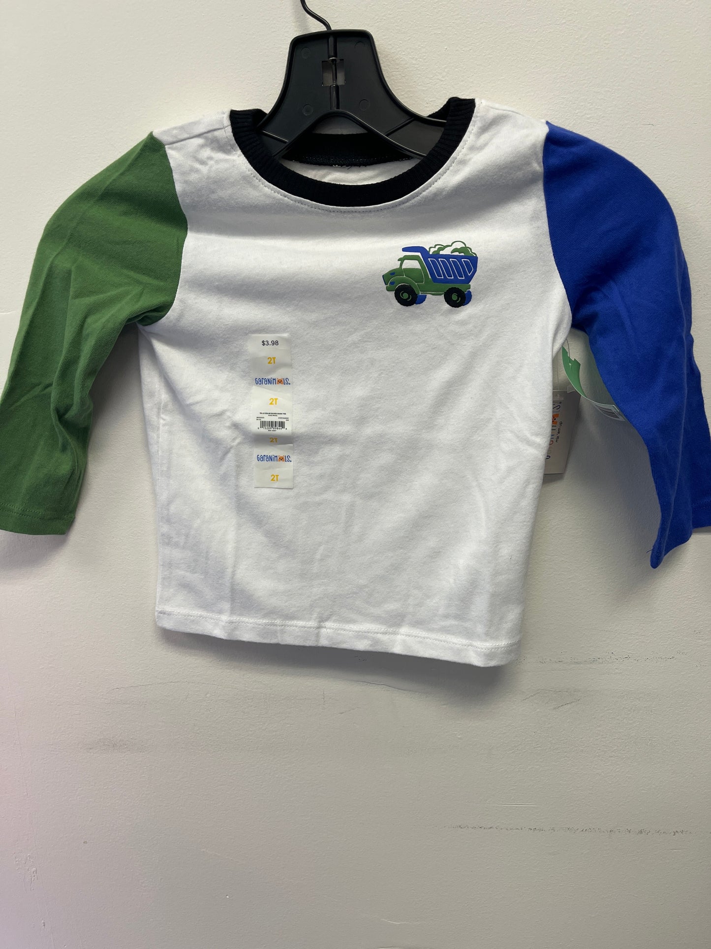 White/Blue/Green Garanimals Long Sleeve Dump Truck Shirt, 2T B
