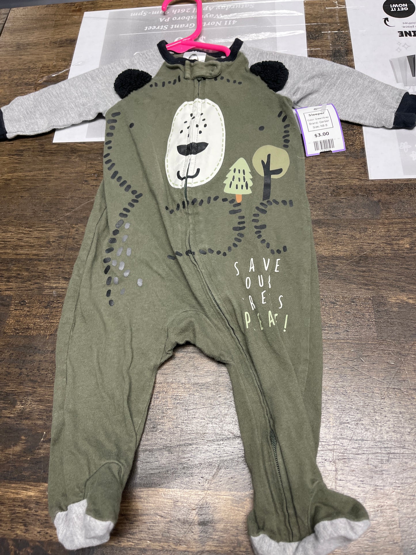 Green/Grey Gerber Sleeper, NB B