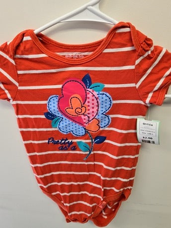 Pink/White Striped Childrens Place Onesie, 18M G