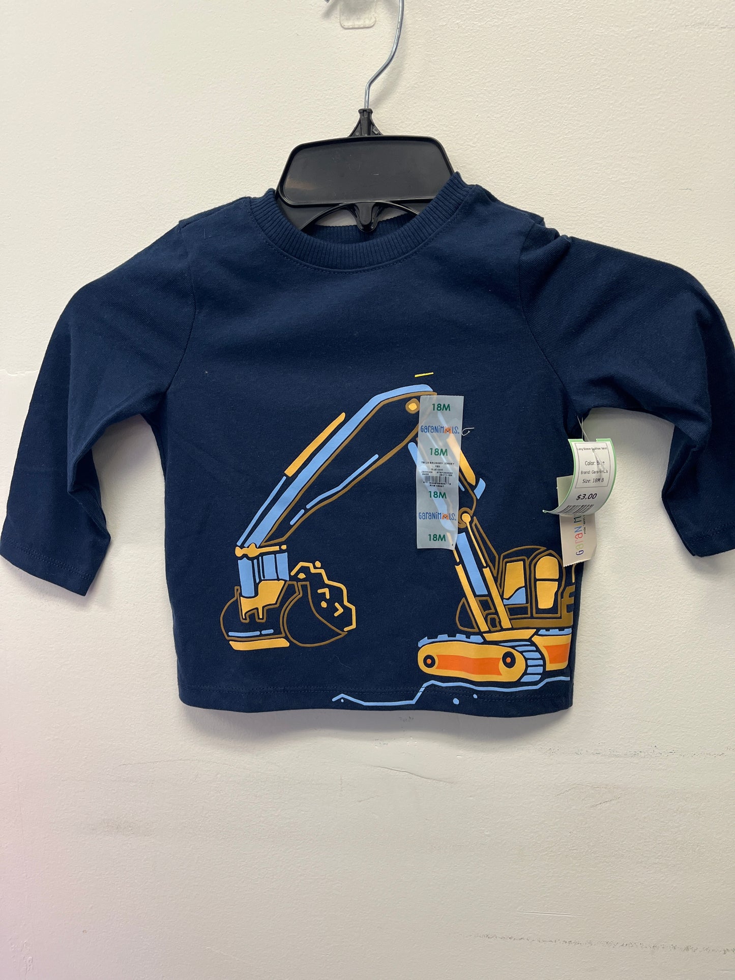Blue Garanimals Long Sleeve Backhoe Tshirt, 18M B