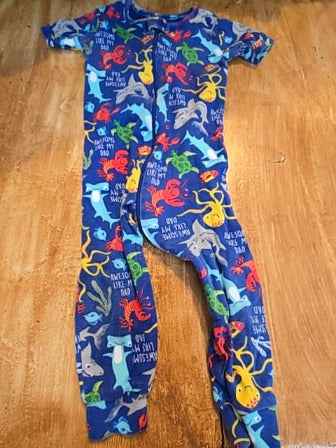 Blue PJ Place Sea animals one piece, 9M B