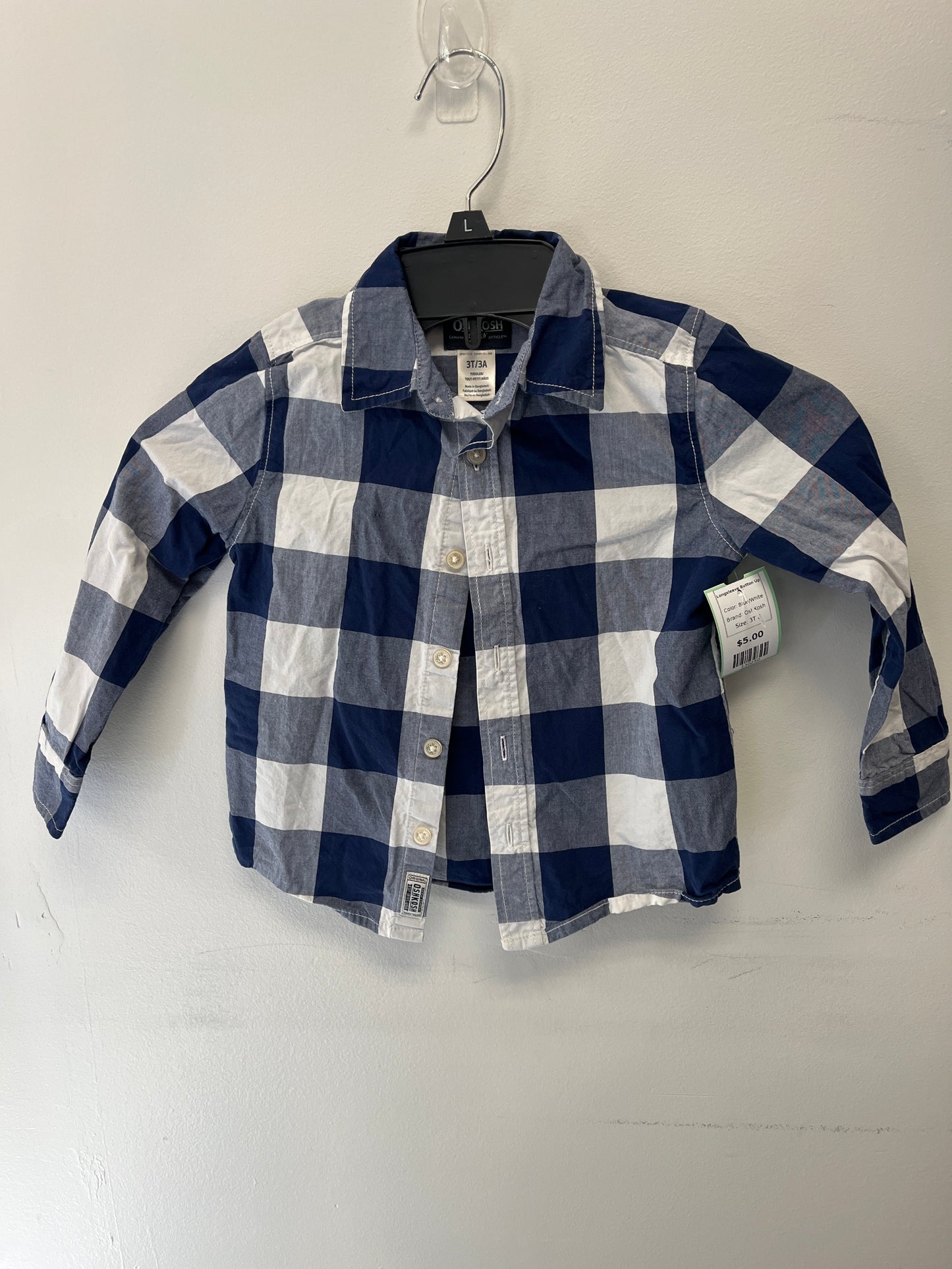 Blue/White OshKosh Longsleeve Button Up, 3T B