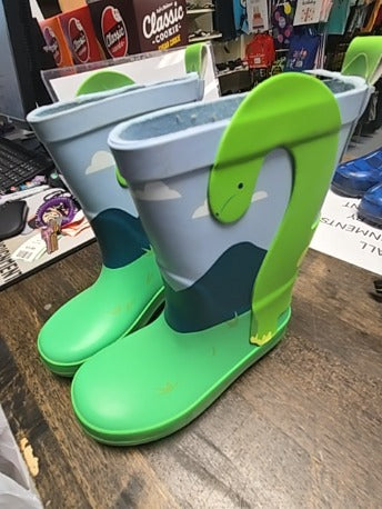 Green/blue Cat&jack Dinosaur rain boots, 9