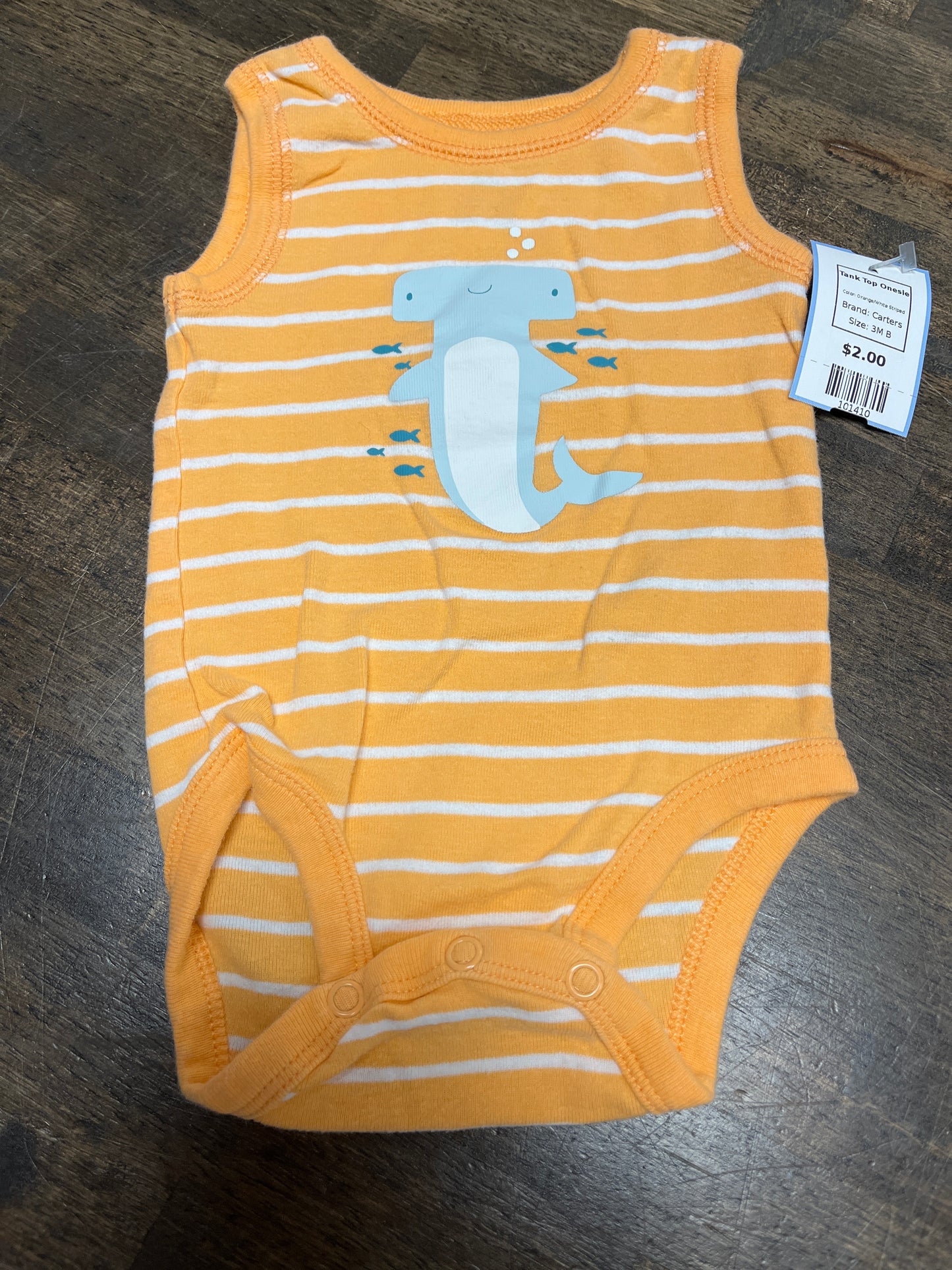 Orange/White Striped Carters Tank Top Onesie, 3M B