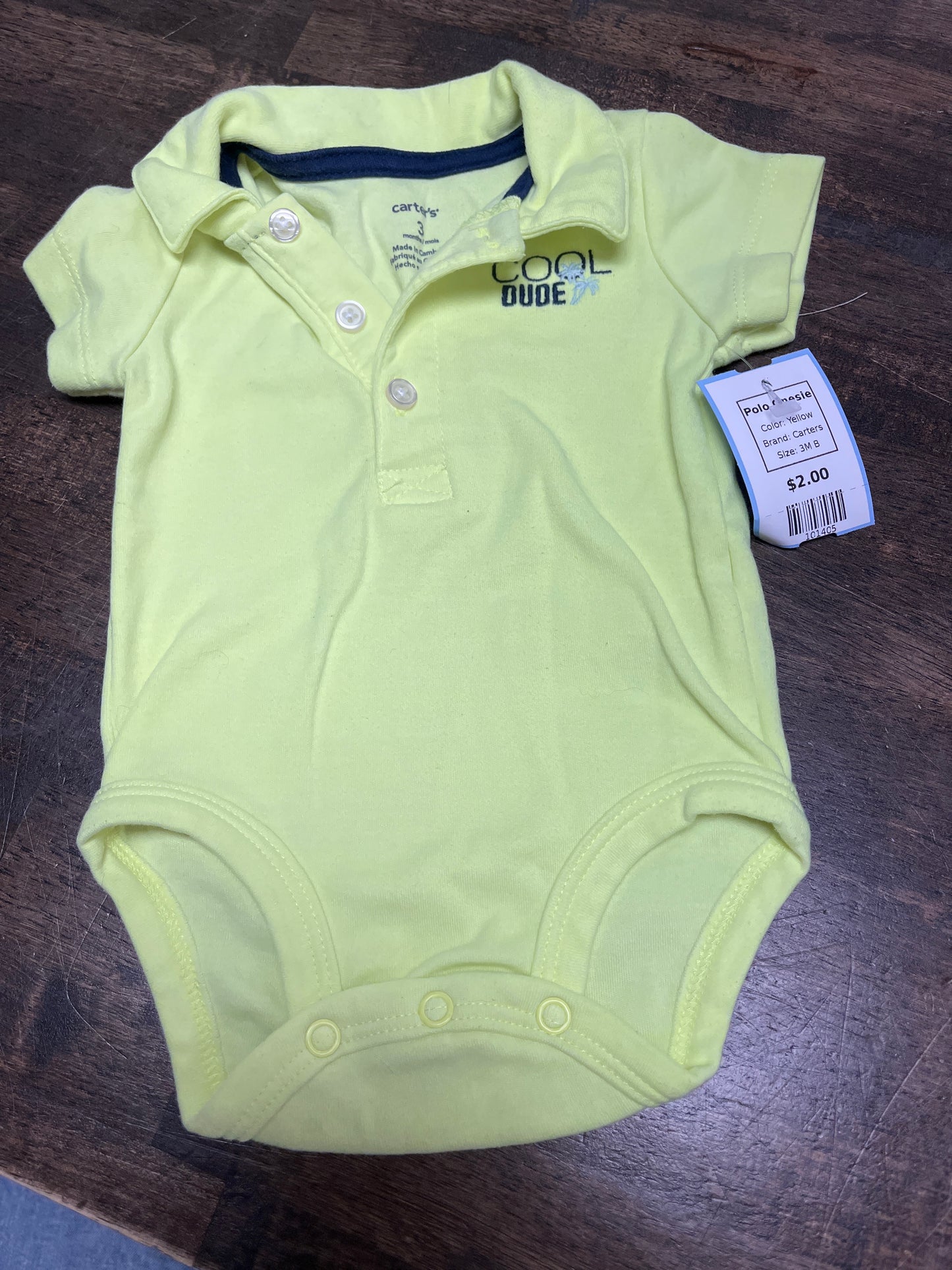 Yellow Carters Polo Onesie, 3M B