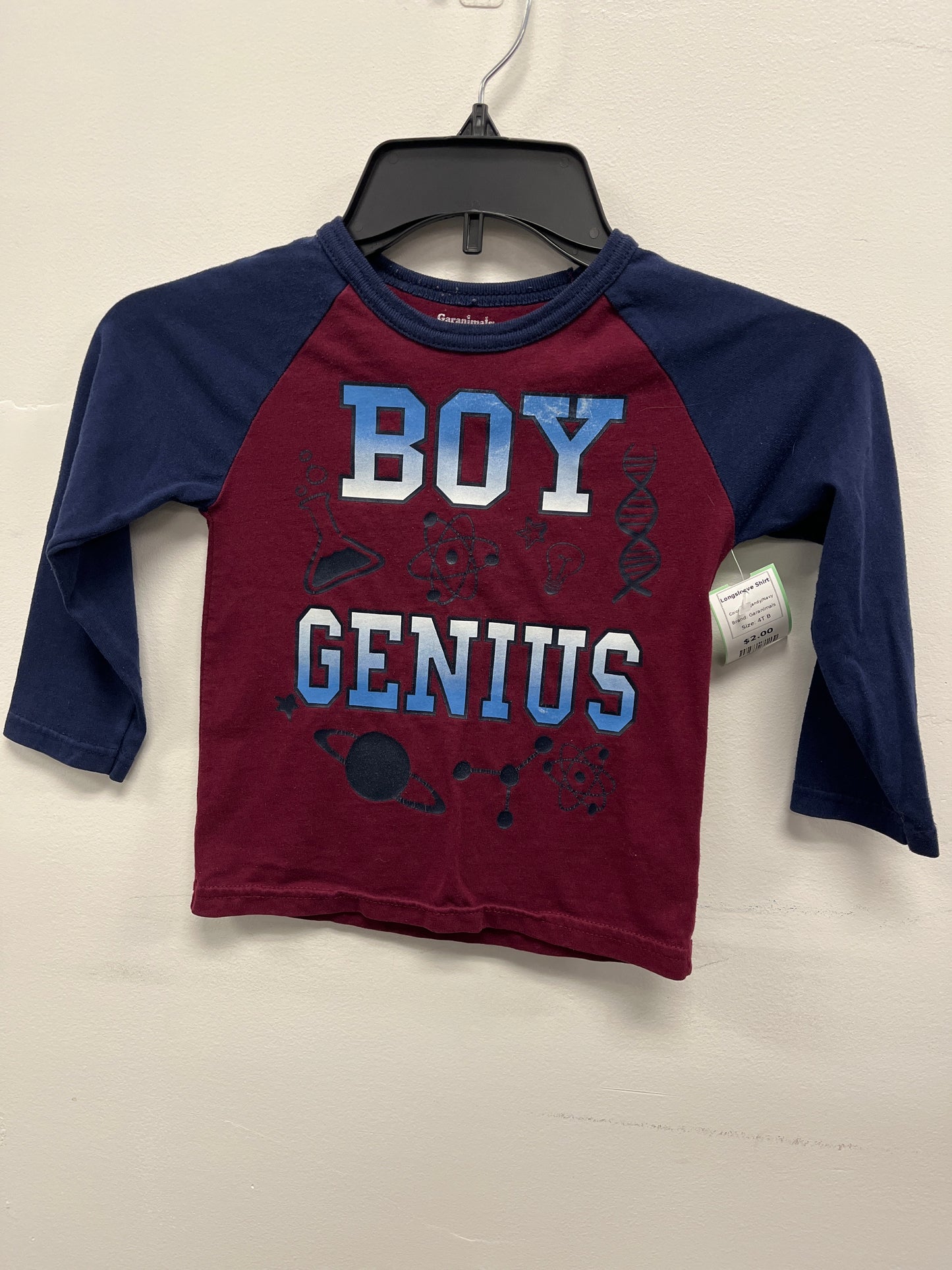 Burgandy/Navy Garanimals Longsleeve Shirt, 4T B