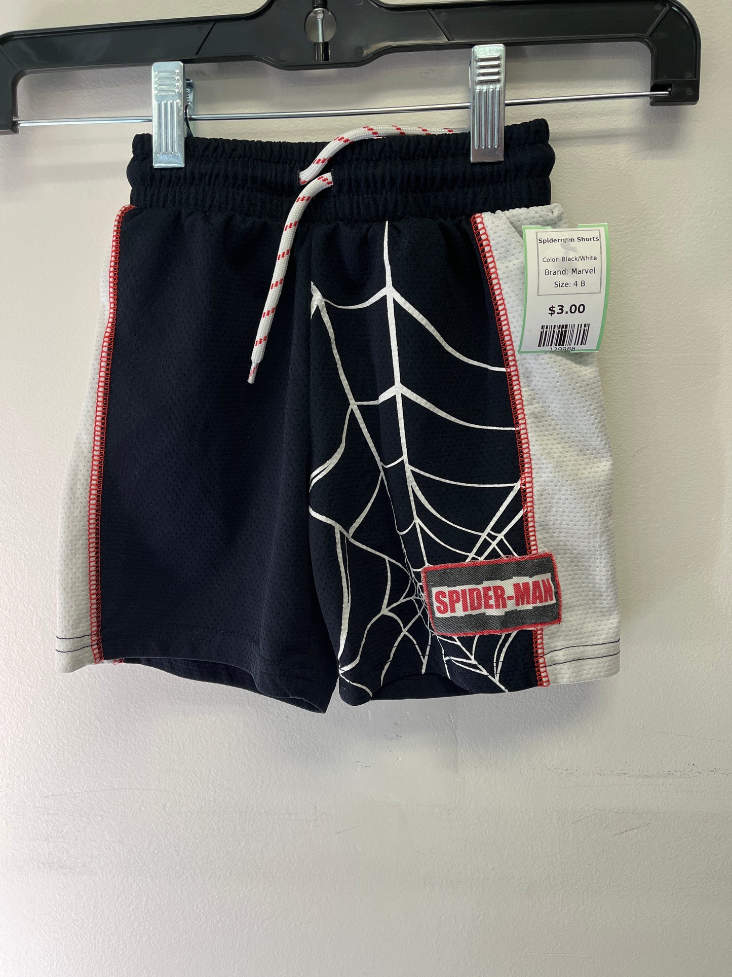 Black/White Marvel Spiderman Shorts, 4 B