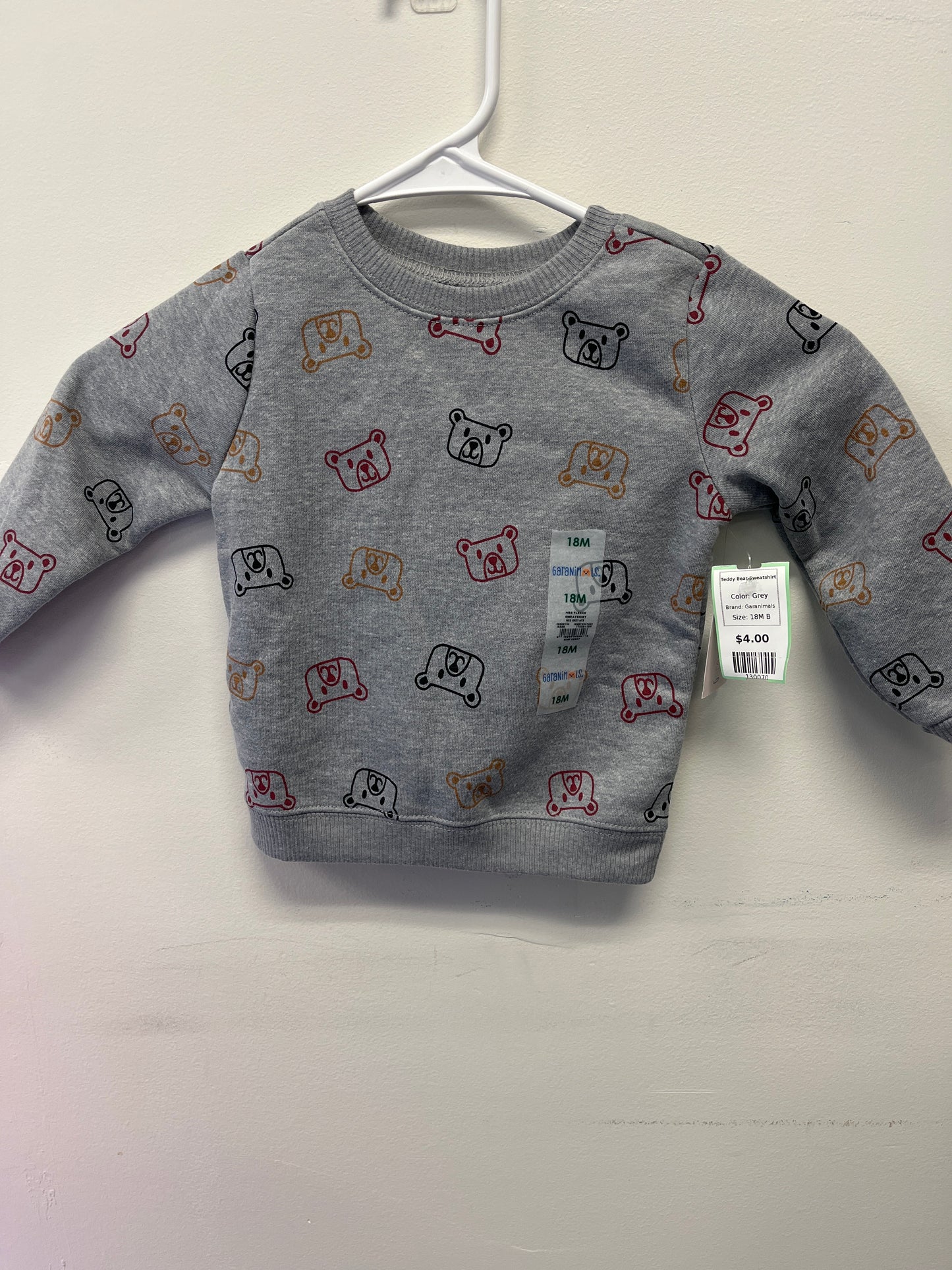 Grey Garanimals Teddy Bear Sweatshirt, 18M B