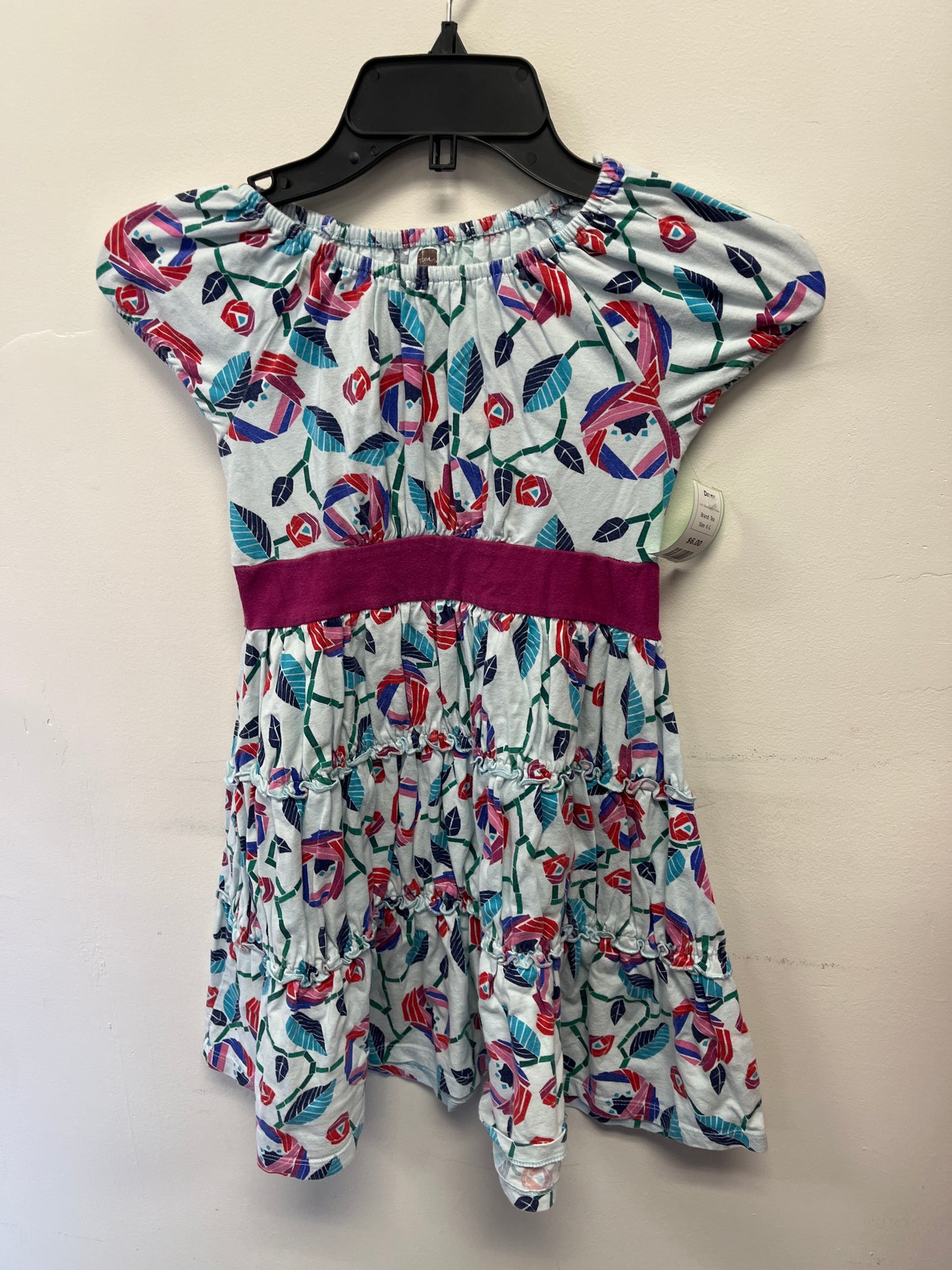 Blue/Colorful Flowers Tea Dress, 6 G