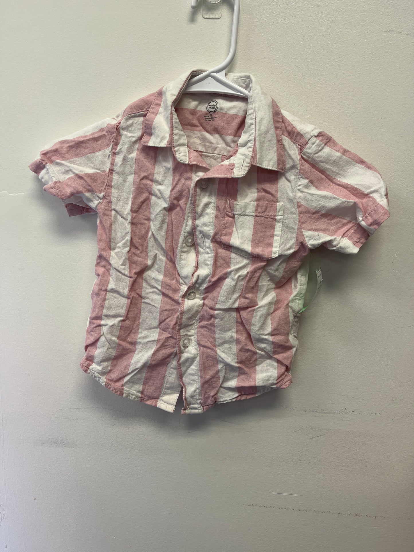 Pink/White Wonder Nation Button Down Shirt, 3T B