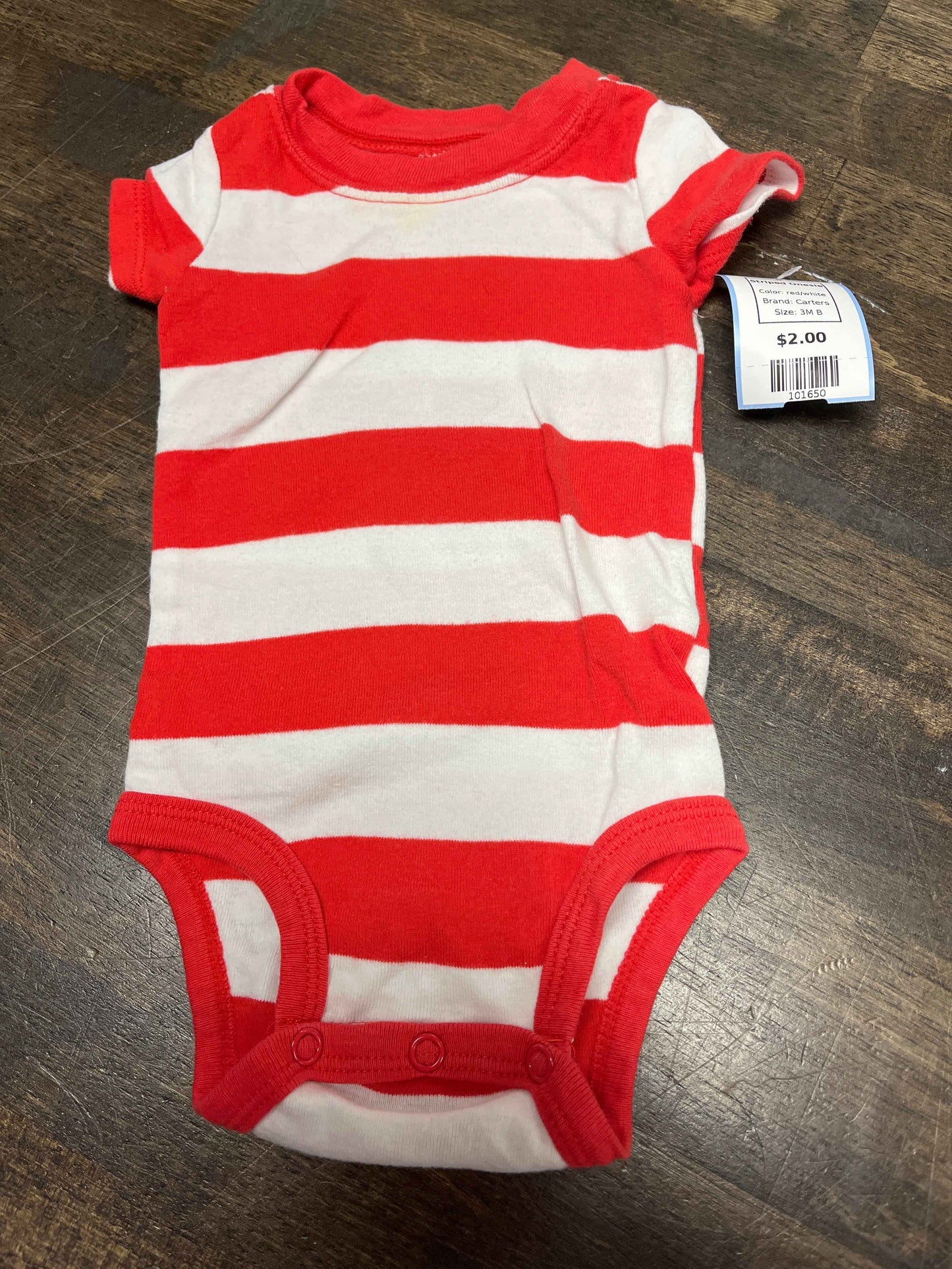 red/white Carters Striped Onesie, 3M B