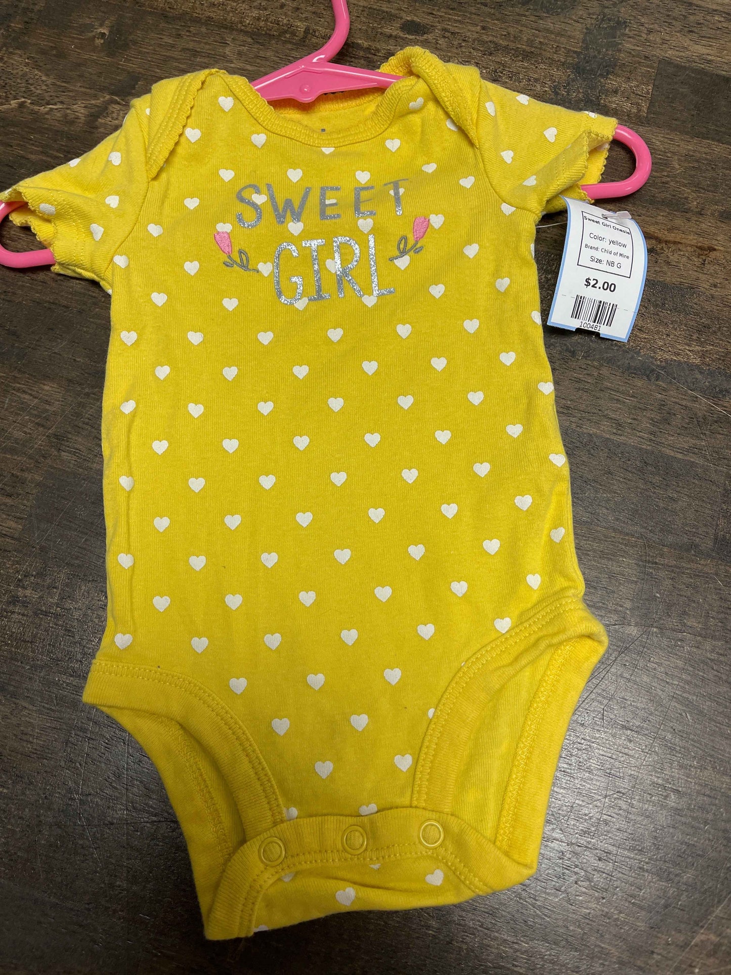 yellow Child of Mine Sweet Girl Onesie, NB G