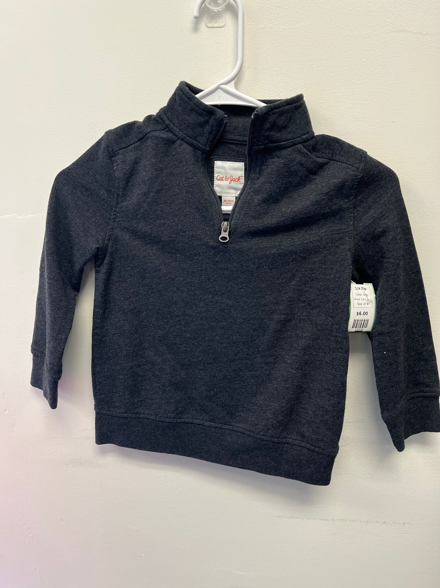 Grey Cat & Jack 1/4 Zip, 4T B
