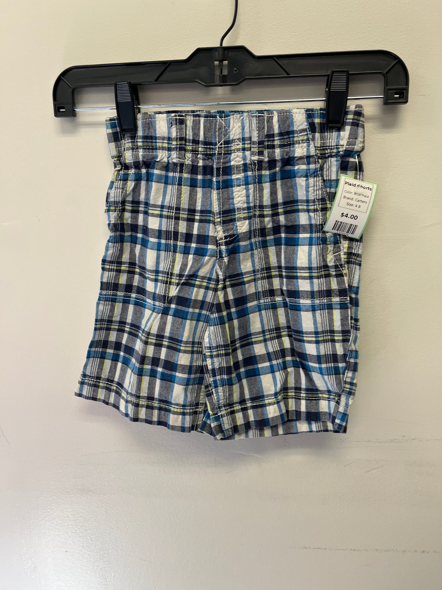 Blue Plaid Carters Plaid Shorts, 4 B