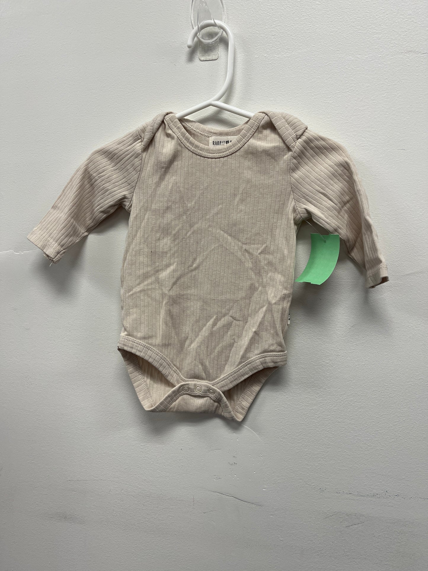 Tan Rabbit + Bear Longsleeve Onesie, 3M B