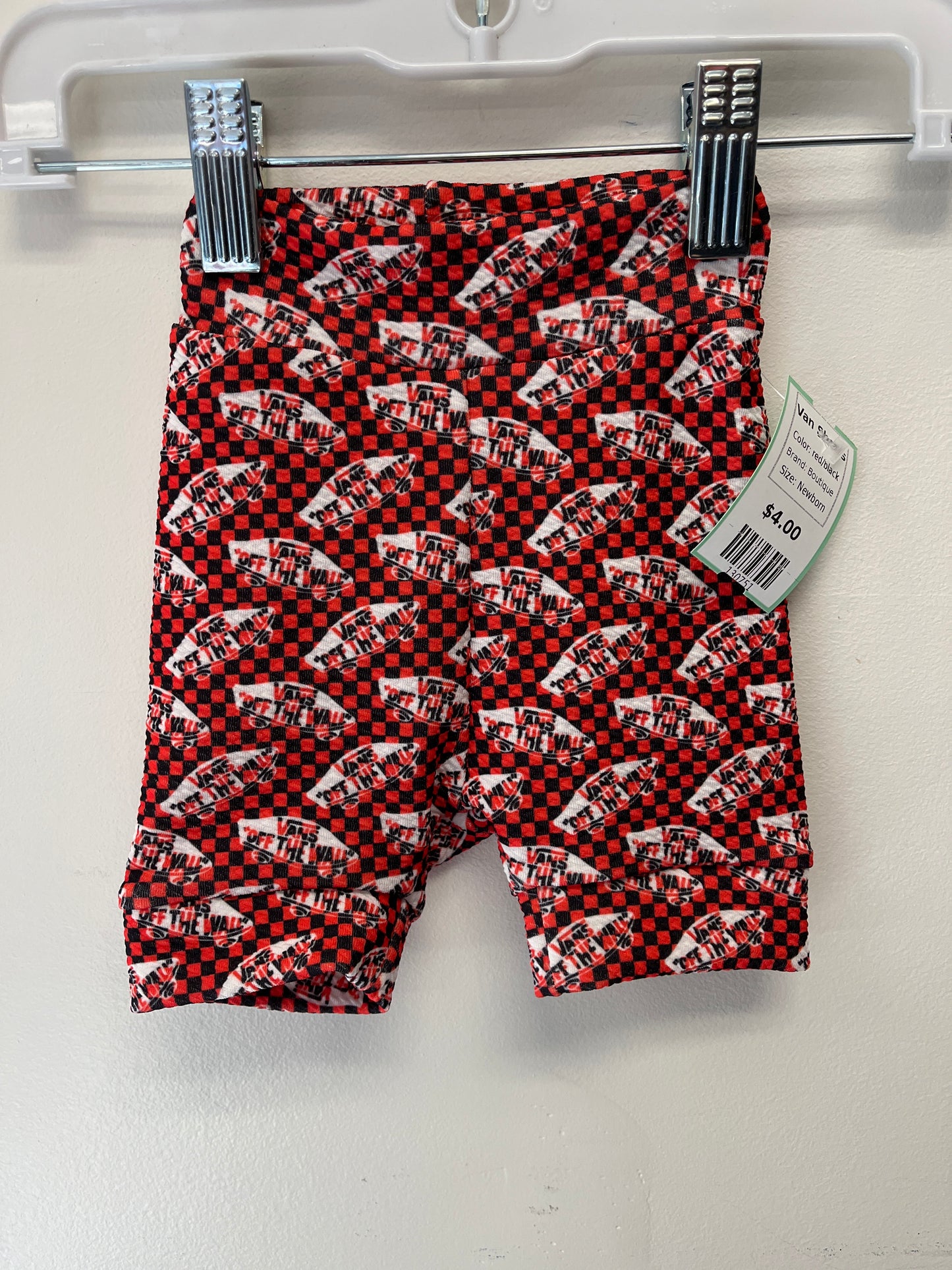 red/black Boutique Van Shorts, Newborn