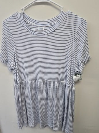 White/Blue Time And Tru Maternity Shirt, Small