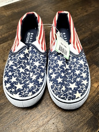 Red/White/Blue Basic Editions Slip Ons, 2Y B