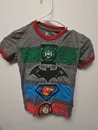 Grey Justice league Superhero shirt, 4T B